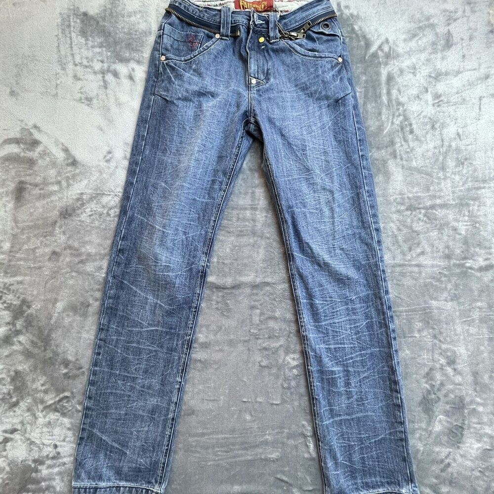 Fairwhale Jeans 29 x 32 Streetwear‎ Zippers Embroidery Streetwear Funky Designer